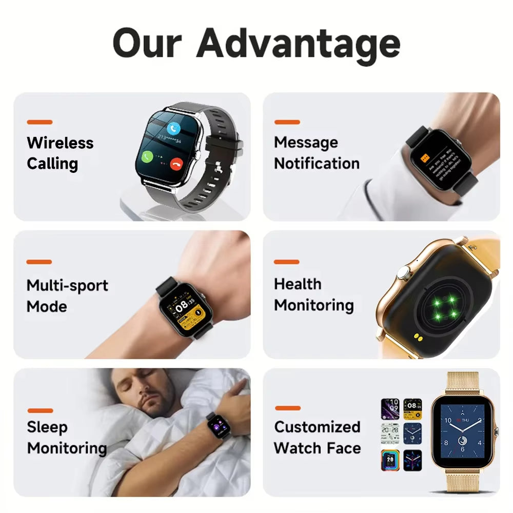 LAXASFIT 2025 New Smartwatch for Men and Women with Full Touch Screen, Fitness Sports Watch, Bluetooth Call, Digital Smart Watch